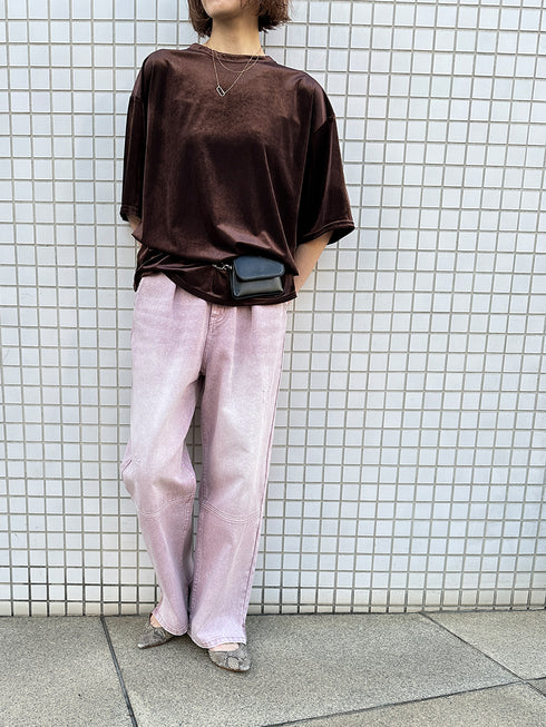 HIGH RISE TUCK WIDE PANTS / PINK /Y252-31064